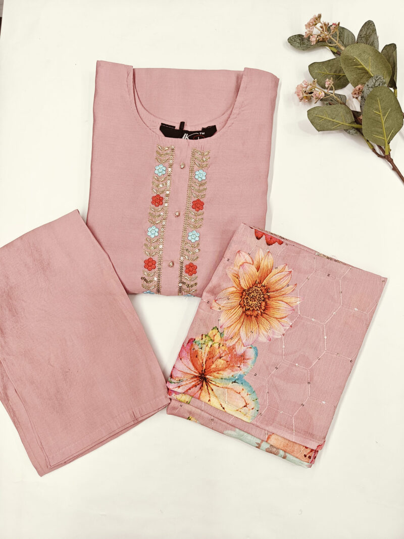 Festive Embroidered Kurta with Dupatta Image
